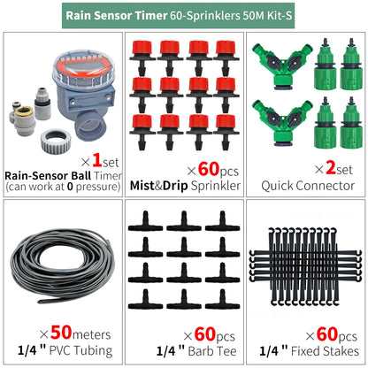 DIY Drip Irrigation Kit 5M-50M Garden Hose with Adjustable Drippers