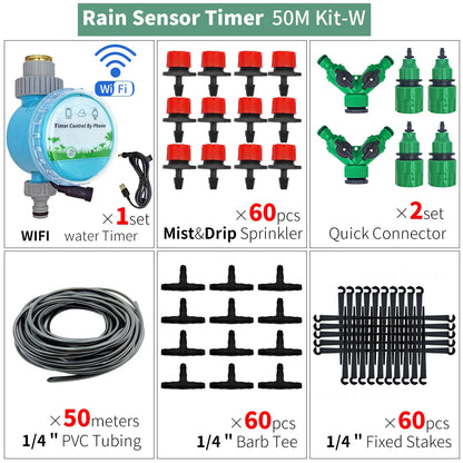 DIY Drip Irrigation Kit 5M-50M Garden Hose with Adjustable Drippers