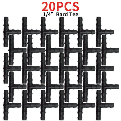 20-50PCS Plastic Dripper Watering Tee 1/4" Connector for 4mm/7mm Hose