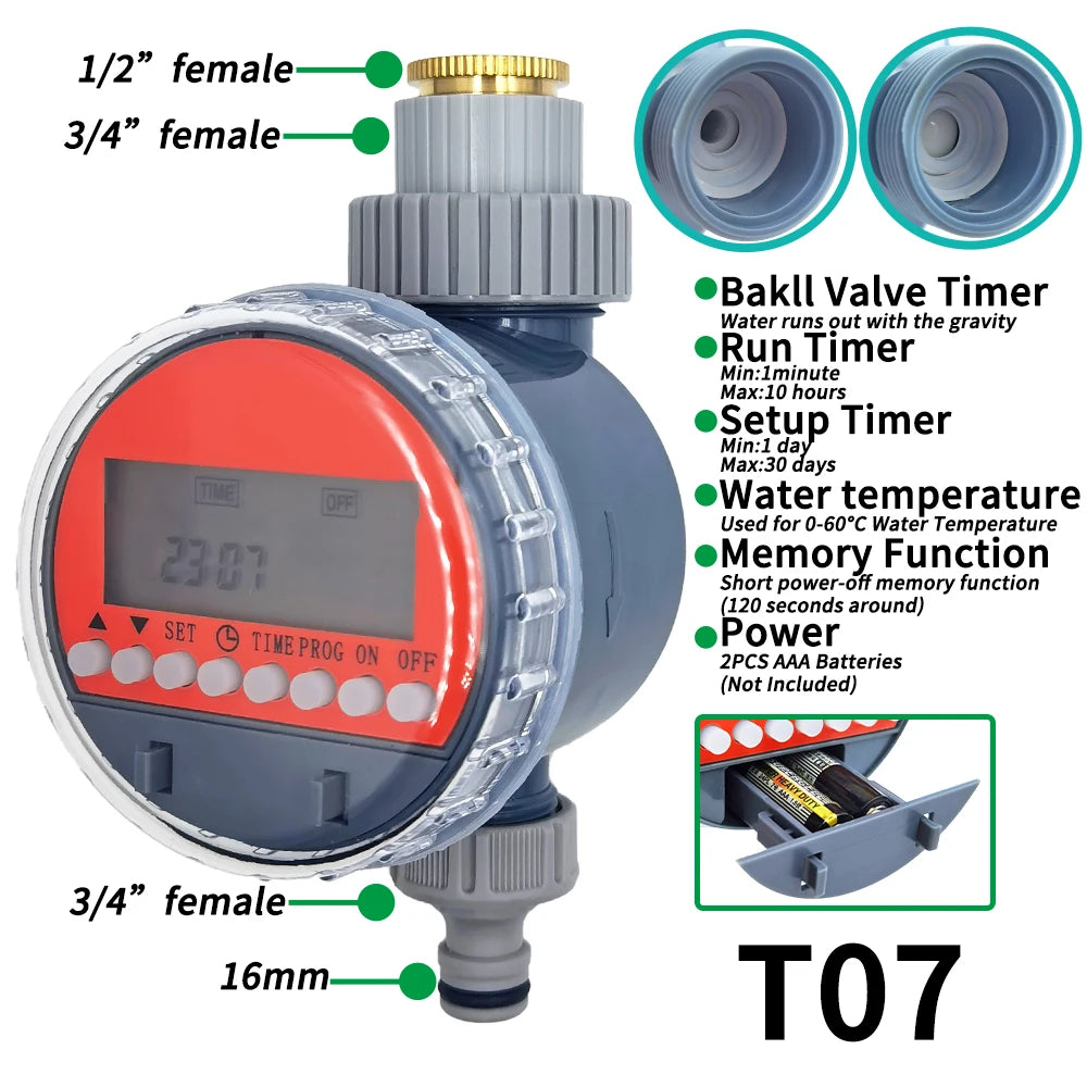 Garden Watering Timer LCD Solar Drip Irrigation Controller