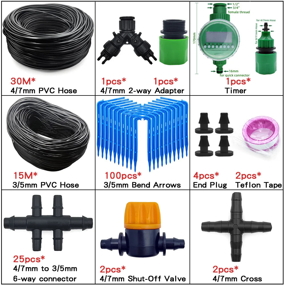 4/7mm to 3/5mm Hose Automatic Drip Irrigation System Kit