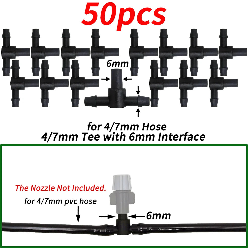 20/50/100PCS 1/4'' Barbed Couplings for 4/7mm Hose Drip Irrigation