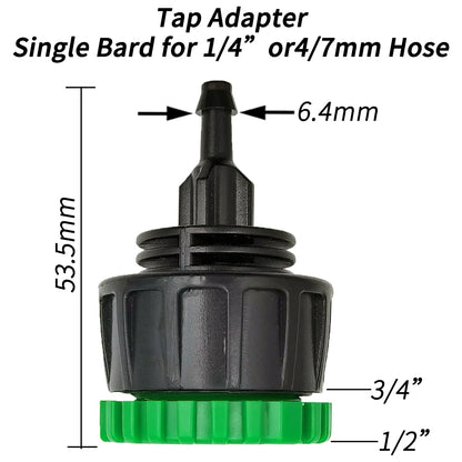 3X Garden Tap Adapter Splitter Hose Connectors 1/2" 3/4" to 4/7mm 8/11mm