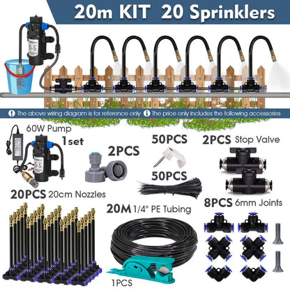 60W Self-Priming Misting Pump Kit for Garden Irrigation