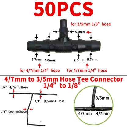 Garden Water Connector Drip Irrigation for 1/4'' & 1/8'' Tubing