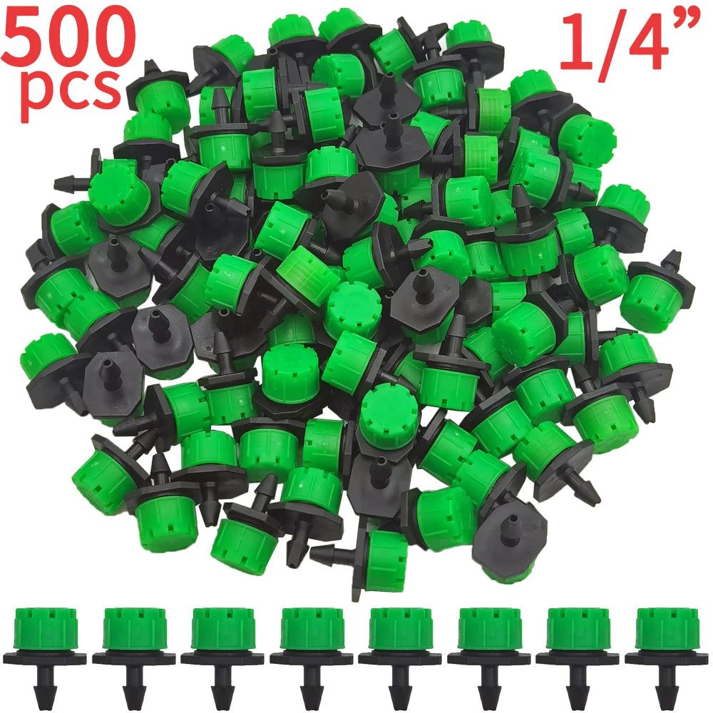 30-100PCS Adjustable 1/4" Misting Dripper Sprinkler Garden Watering