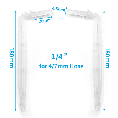 50X Transparent Bend Arrow 1/4" 4/7mm Hose Dripper Micro Irrigation