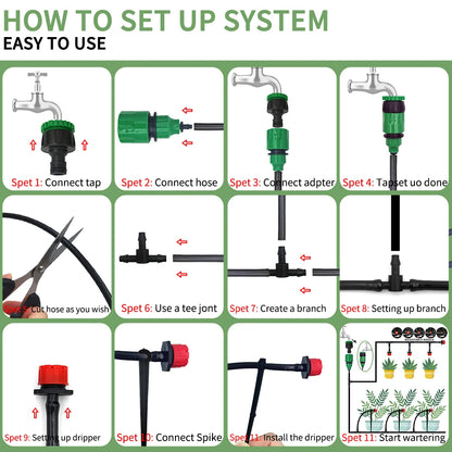 5M-60M Drip Irrigation System with Adjustable Drippers for Plants