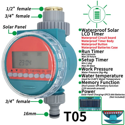 Garden Watering Timer LCD Solar Drip Irrigation Controller