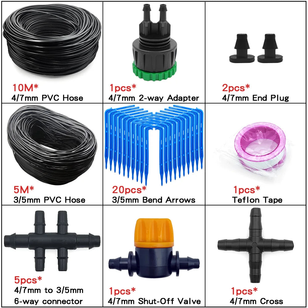 4/7mm to 3/5mm Hose Automatic Drip Irrigation System Kit