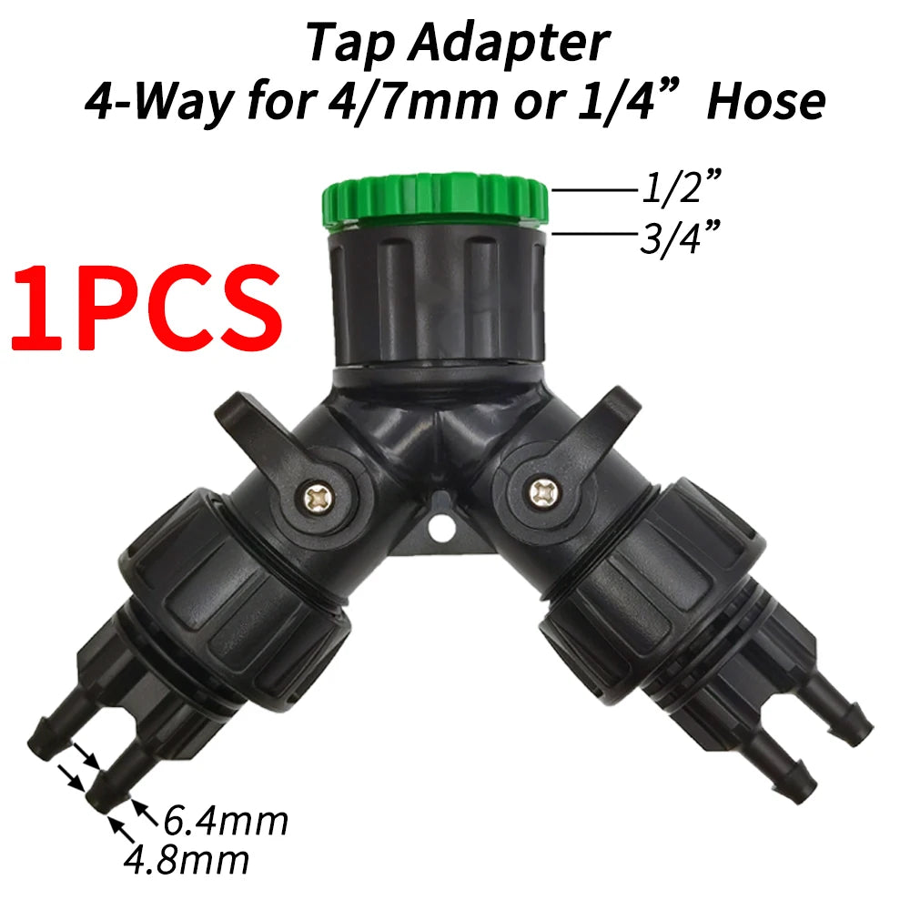 HP Tap Hose Splitter Adapter 2-Way 4-Way Connector 1/2" 3/4" to 1/4"