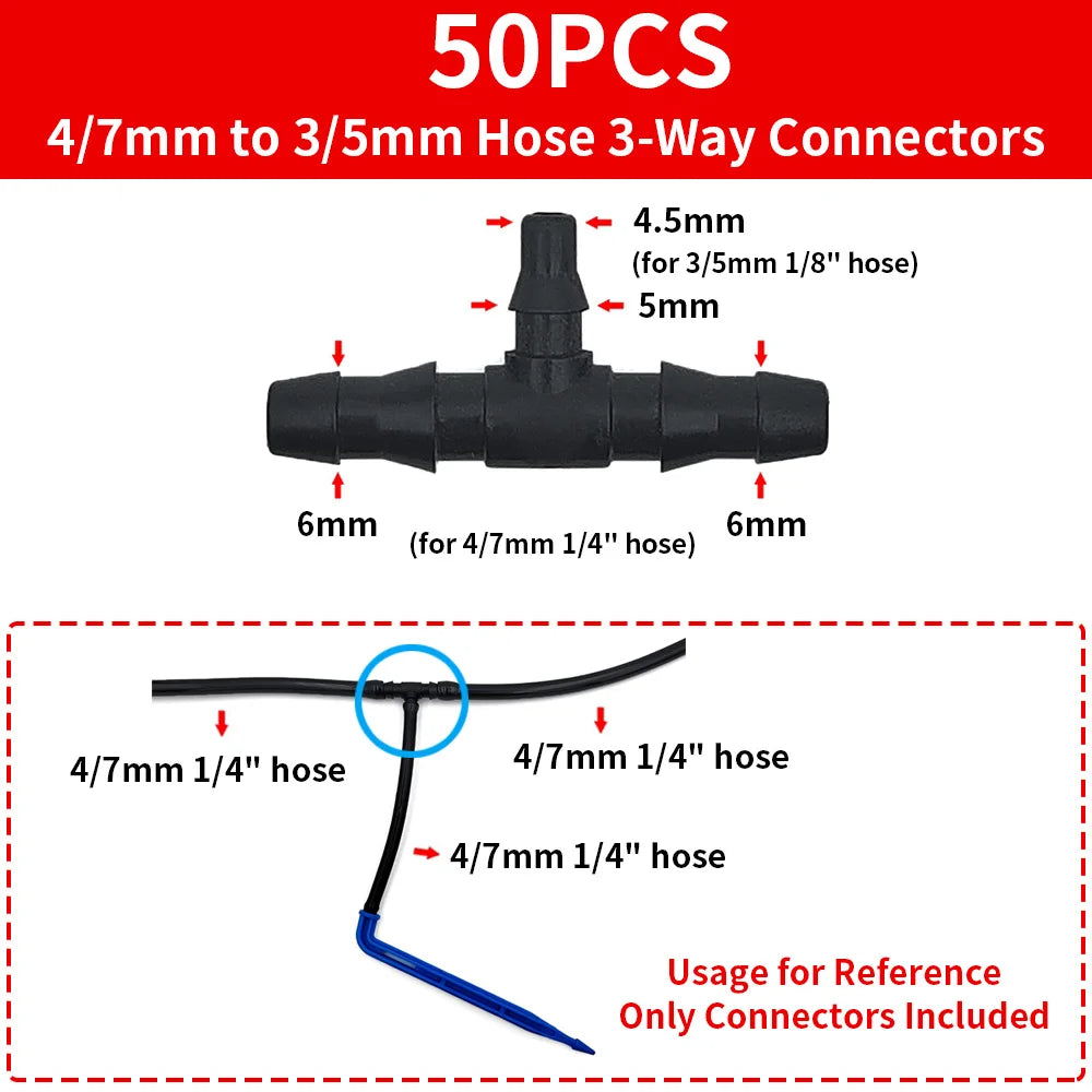 50x 4/7mm Bend Arrow Dripper 1/4'' for Micro Irrigation