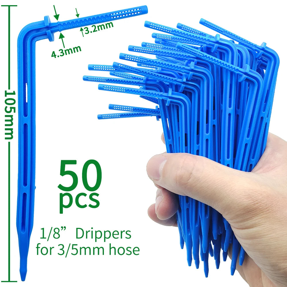 50PCS Barbed 3-Way Tee Connector for 3/5mm Drip Irrigation