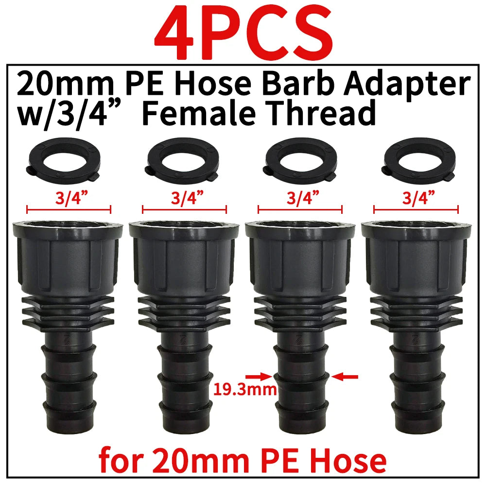 3/4'' Quick Connector Nipple Barb Adapter for 16mm 20mm Hose