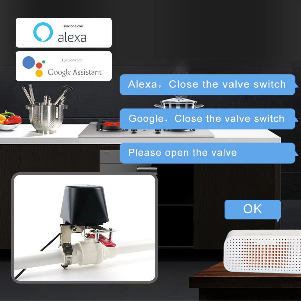 Tuya WiFi Zigbee Water Valve Smart Control Alexa Google