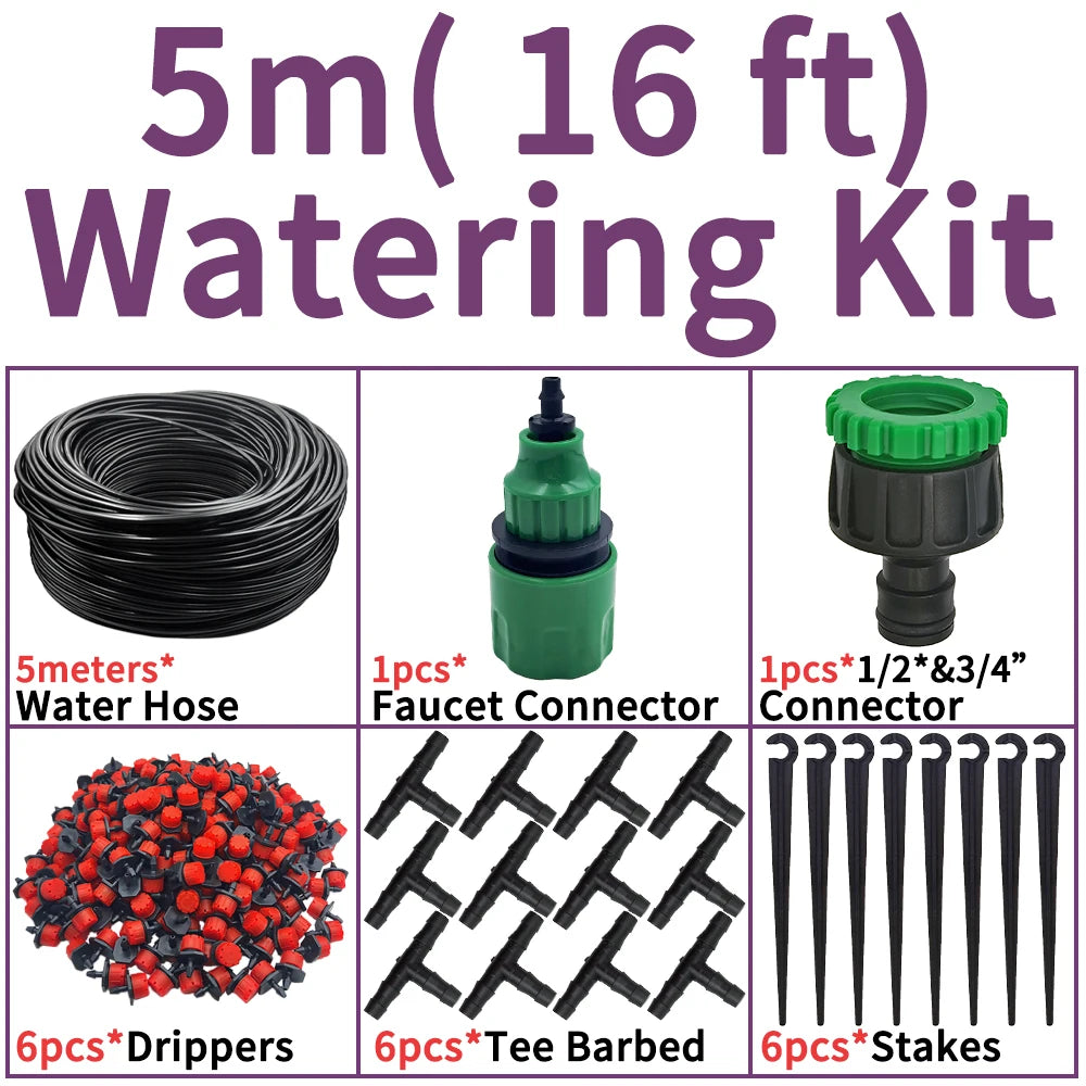 5M-25M Micro Drip Watering Kit DIY Automatic Irrigation 4/7'' Hose