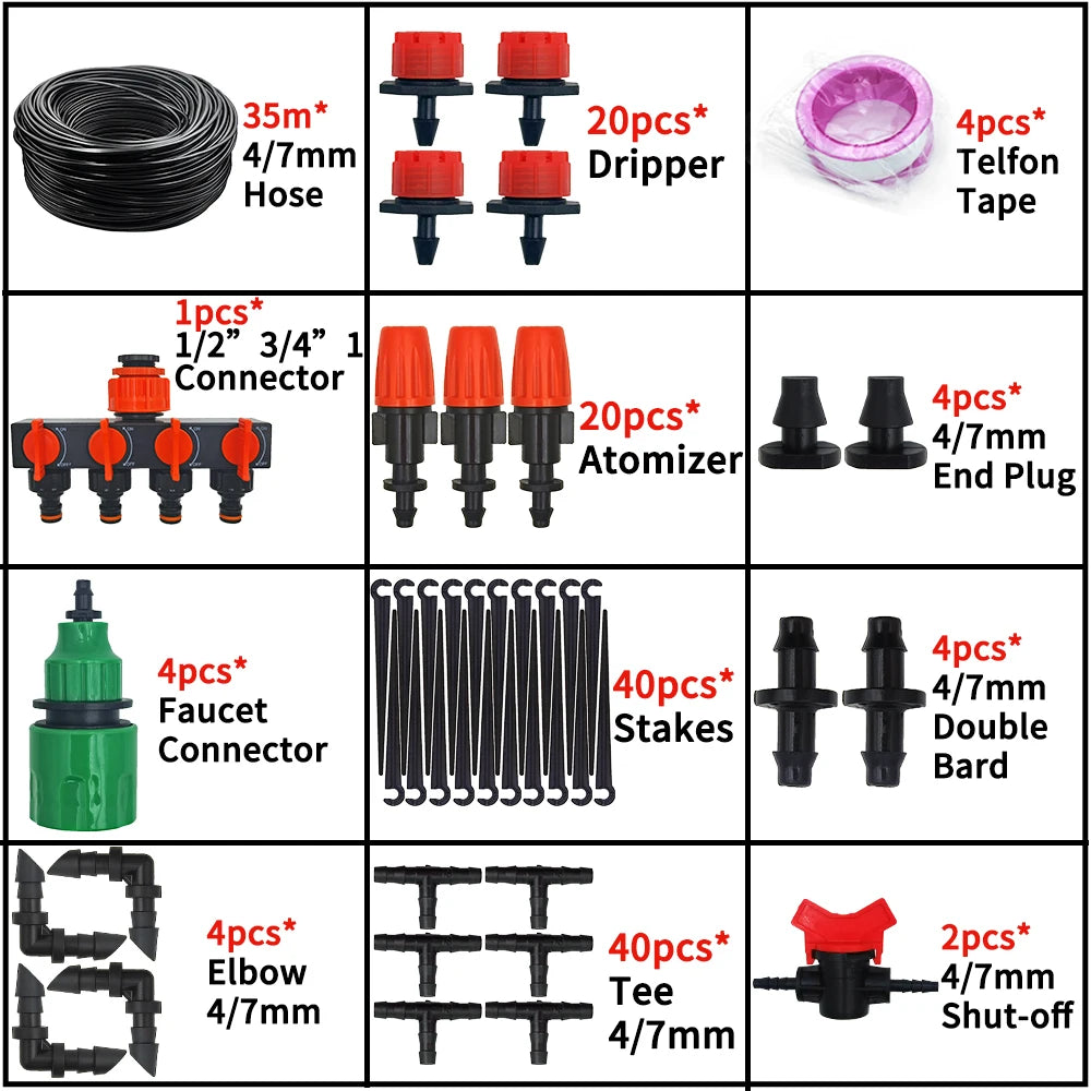 5-50M Garden Micro Drip Irrigation System DIY Mist Spray Cooling