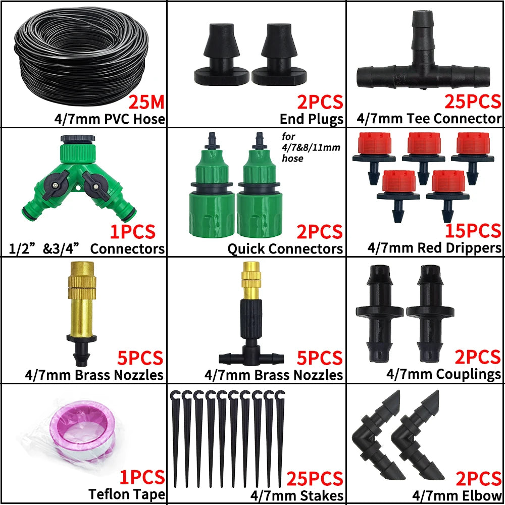 5-50M Garden Micro Drip Irrigation System DIY Mist Spray Cooling