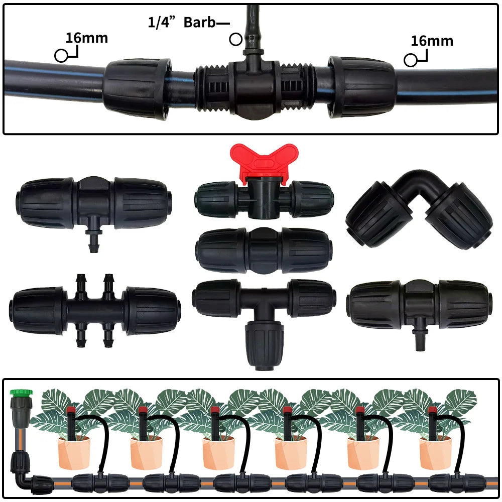 5PCS 16mm 1/2'' PE Pipe Connector Tee Splitter for Drip Irrigation