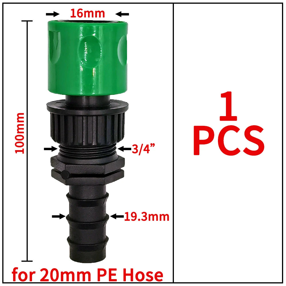 3/4'' Quick Connector Nipple Barb Adapter for 16mm 20mm Hose