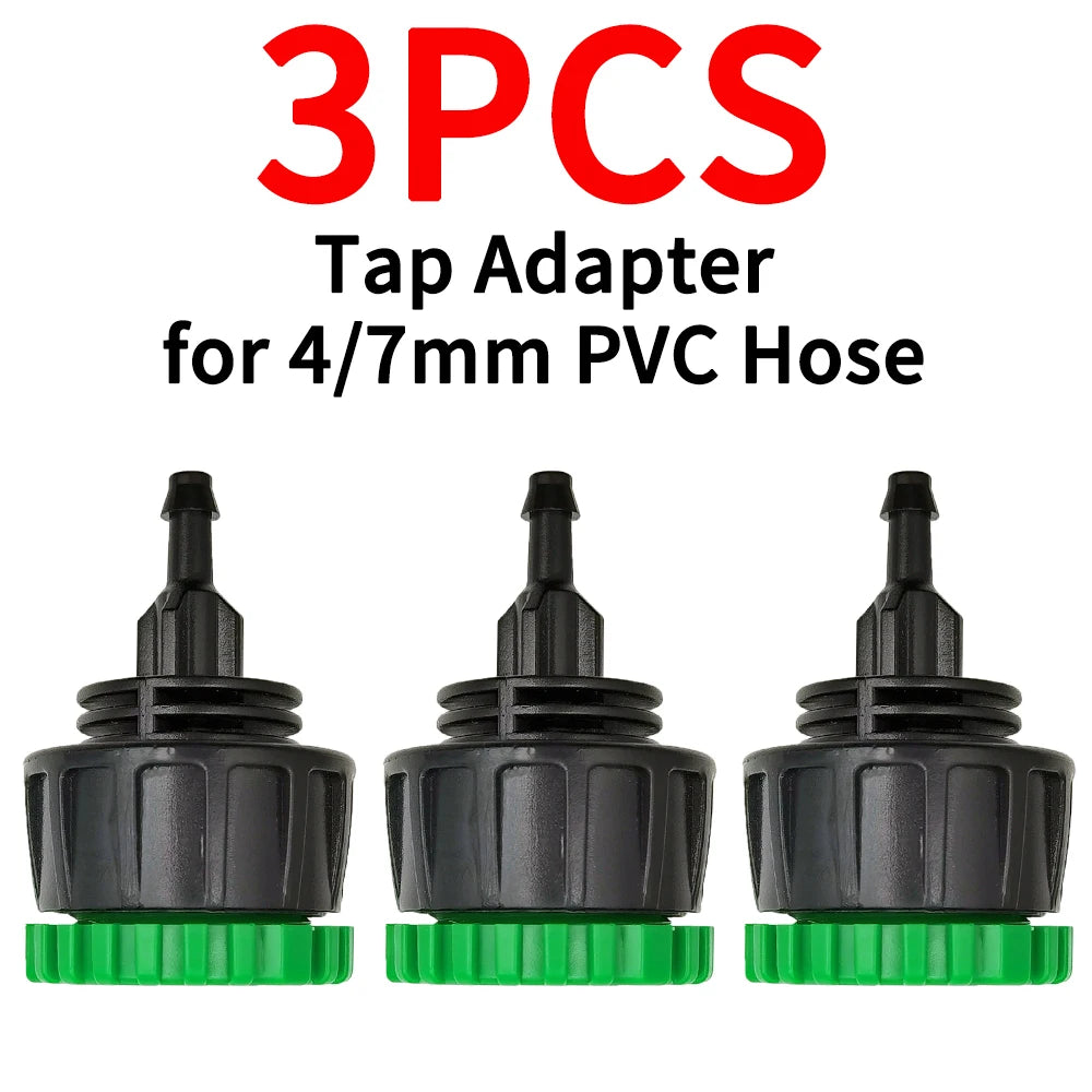 3X Garden Tap Adapter Splitter Hose Connectors 1/2" 3/4" to 4/7mm 8/11mm