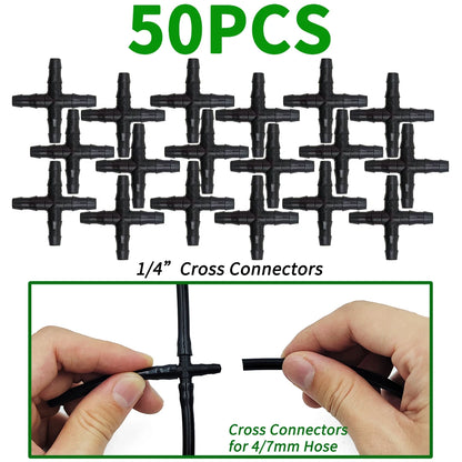 20PCS Barbed 3/5mm Hose Quick Connector with 2-Way 4-Way Splitter