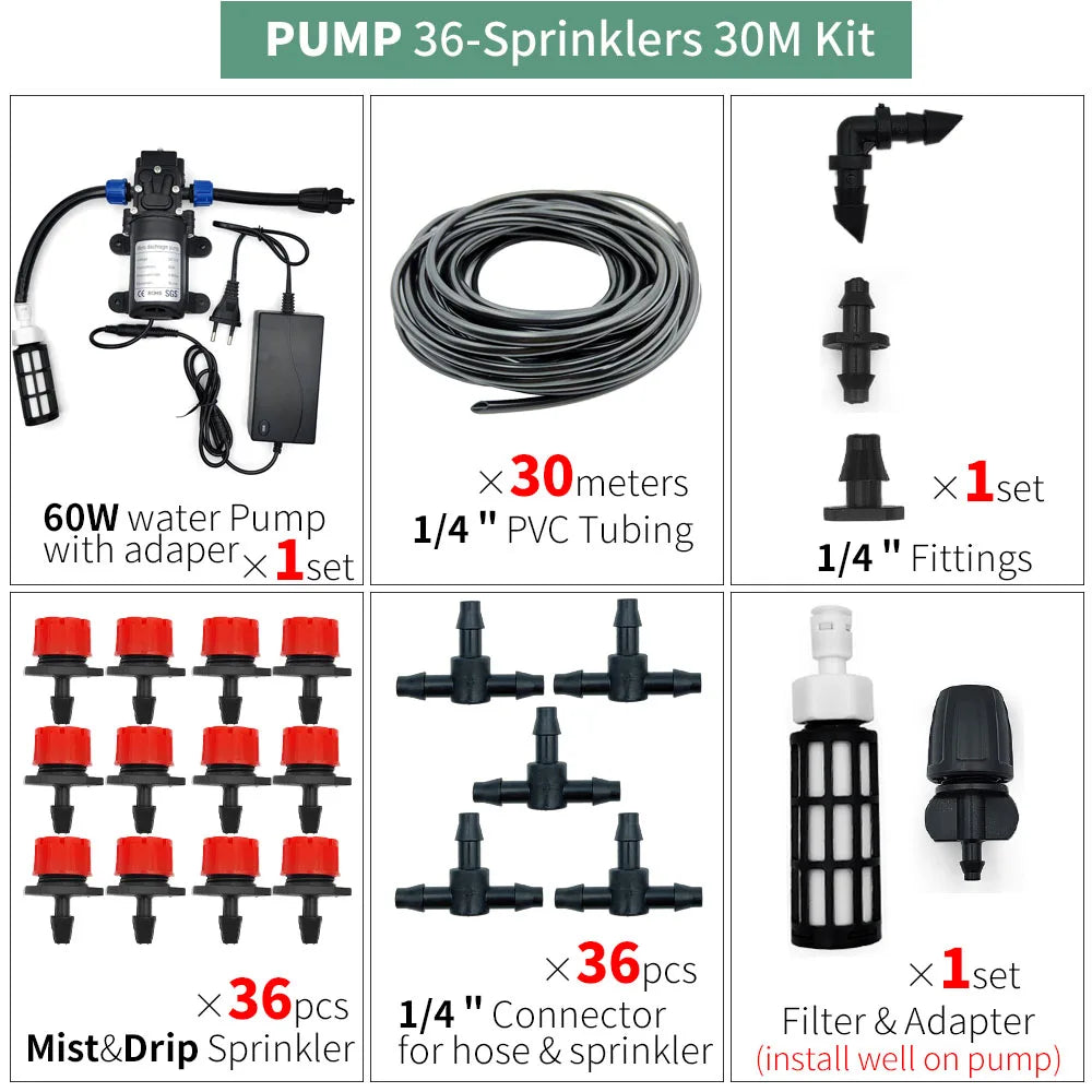 DIY Drip Irrigation Kit 5M-50M Garden Hose with Adjustable Drippers