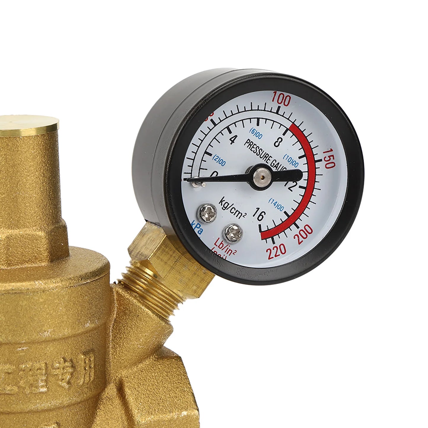 DN20 Brass Water Pressure Regulator with Gauge - Adjustable Valve