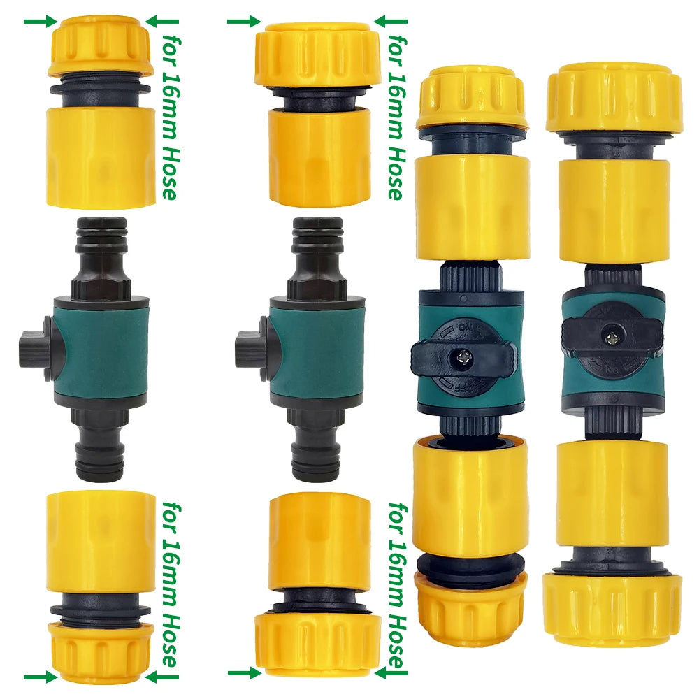 2PCS 16MM Garden Hose Connector with Shut Off Valve for Irrigation