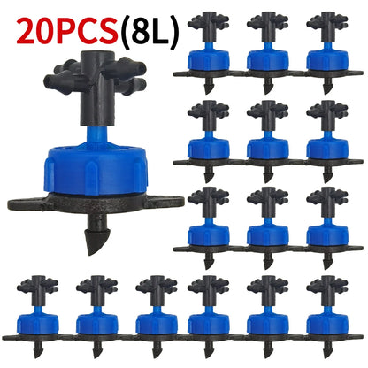 Irrigation 2L/4L/8L Steady Flow Dripper with 4-Way Connector 20Sets