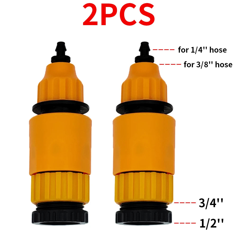 2PCS Quick Coupling Adapter 1/4" 3/8" Barbed Connector for Irrigation