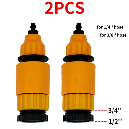 2PCS Quick Coupling Adapter 1/4" 3/8" Barbed Connector for Irrigation