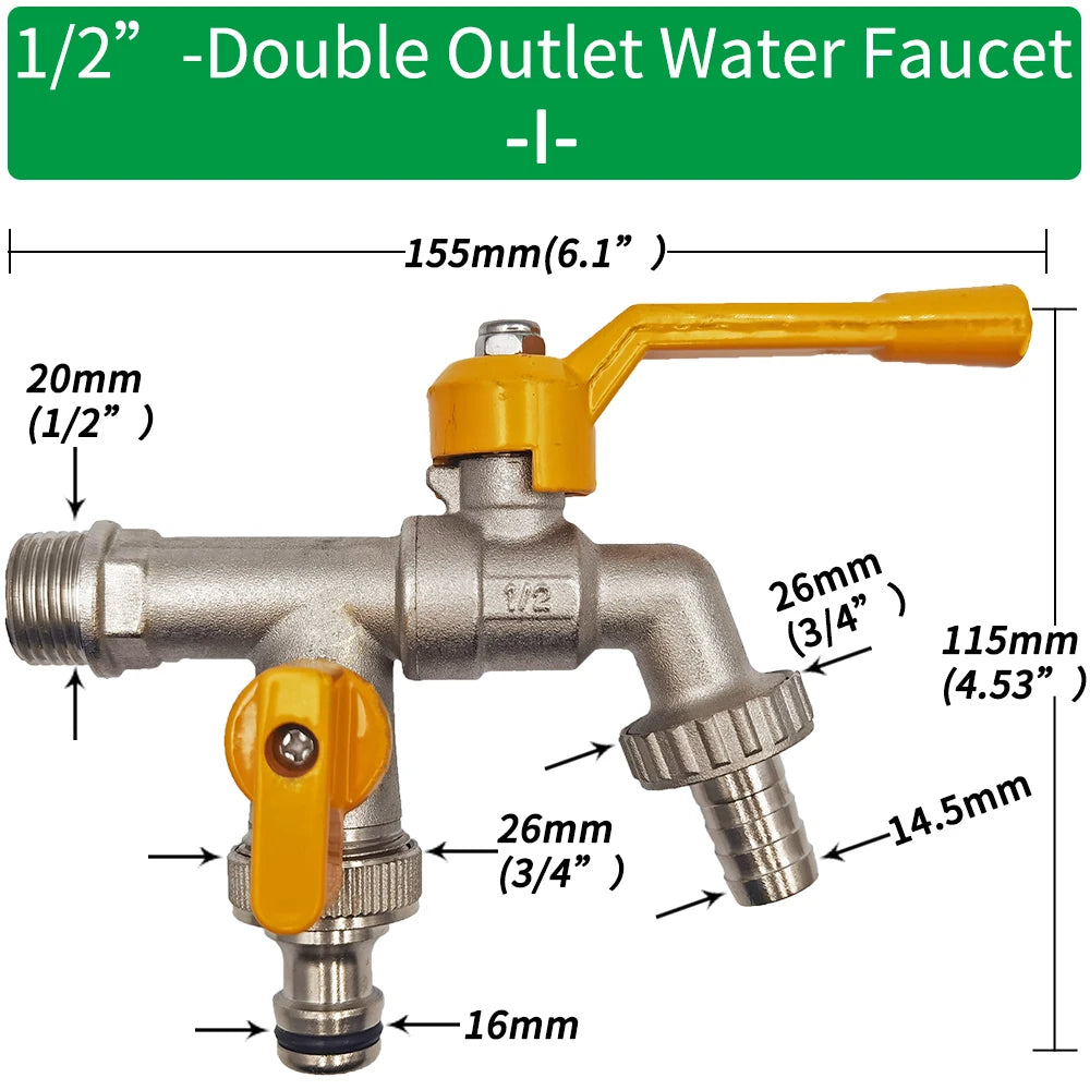 Garden Hose Adapter 1/2'' IBC Tank Connector Brass Valve Fitting