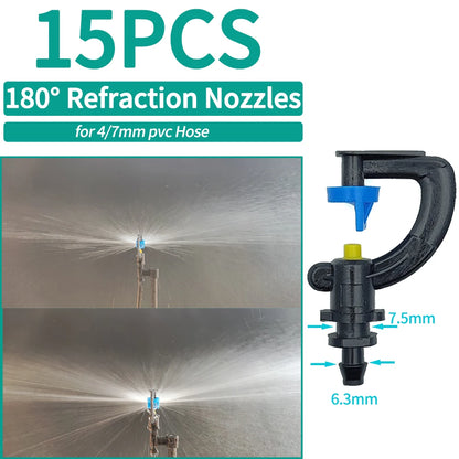 5PCS 360° Micro Nozzle Drip Irrigation Misting System 4/7mm Barb