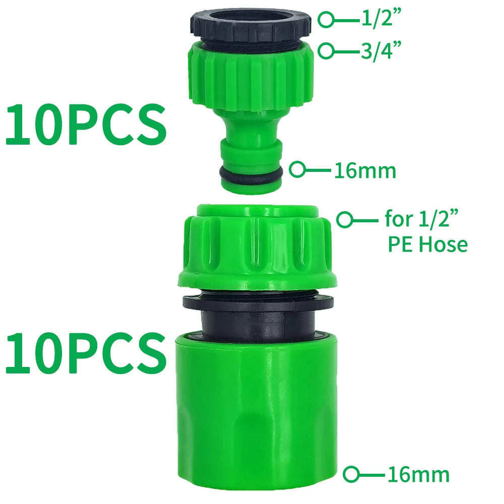 10PCS 1/2 Inch 16mm Hose Garden Tap Connector Quick Connect Adapter