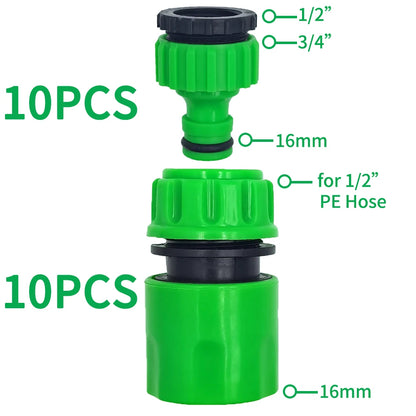 10PCS 1/2 Inch 16mm Hose Garden Tap Connector Quick Connect Adapter