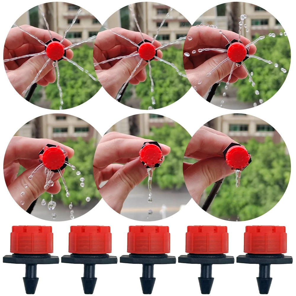 30-100PCS Adjustable 1/4" Misting Dripper Sprinkler Garden Watering