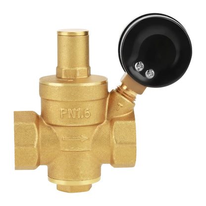 DN20 Brass Water Pressure Regulator with Gauge - Adjustable Valve