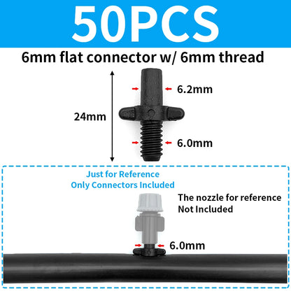 50PCS Barbed 3-Way Tee Connector for 4/7mm Drip Irrigation Hose