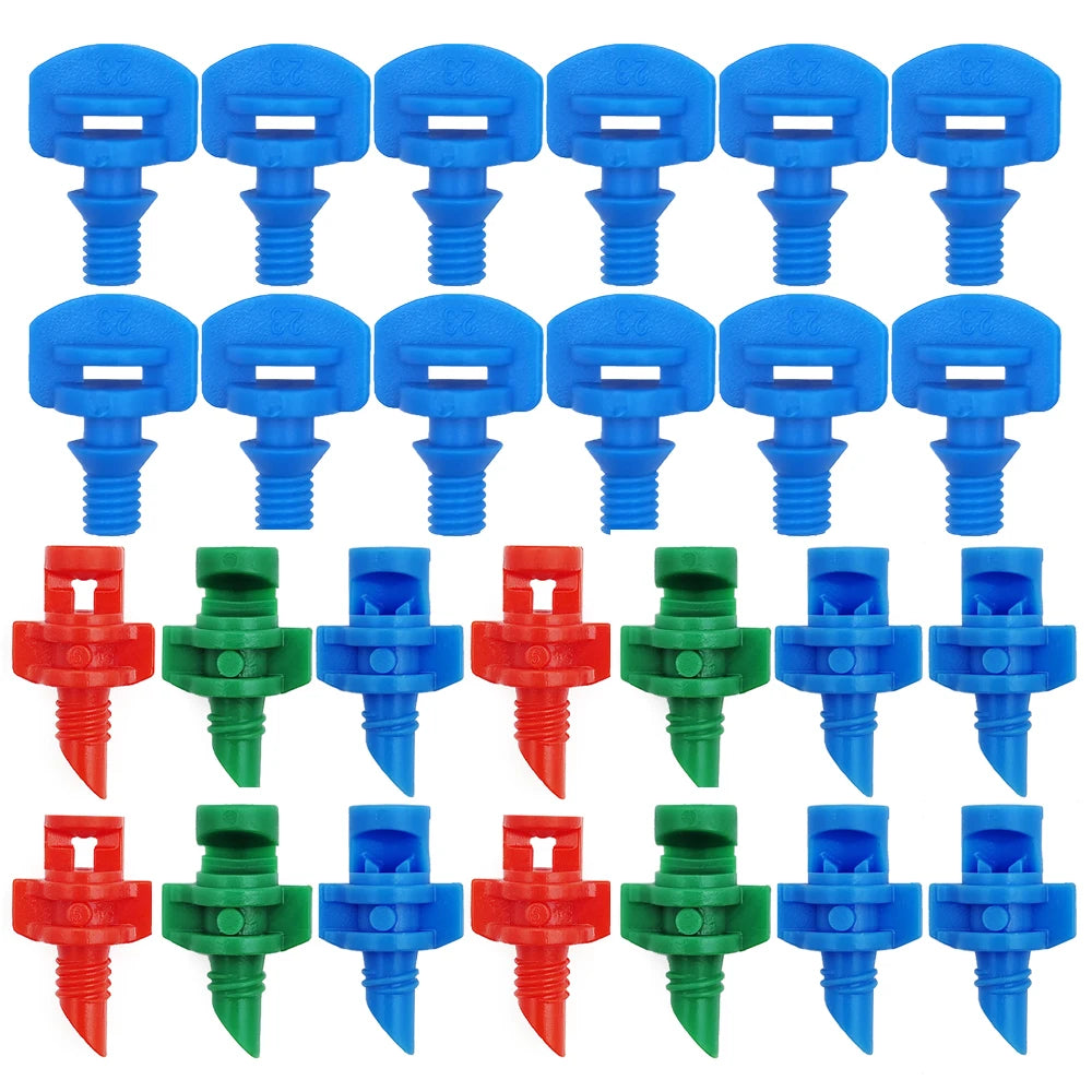 100PCS Male Barbed Thread Micro Nozzles, 90-360° for Drip Irrigation