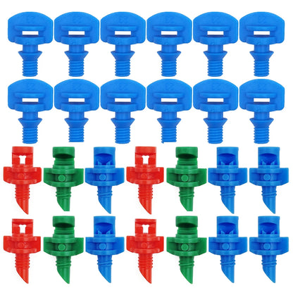 100PCS Male Barbed Thread Micro Nozzles, 90-360° for Drip Irrigation