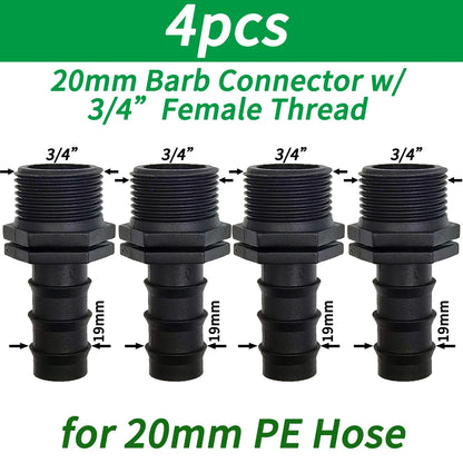 "1/2" - 3/4" Male/Female Thread to Barb PE Hose Adapter