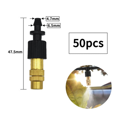 15-250Pcs Brass Misting Nozzles for Drip Irrigation Garden Cooling