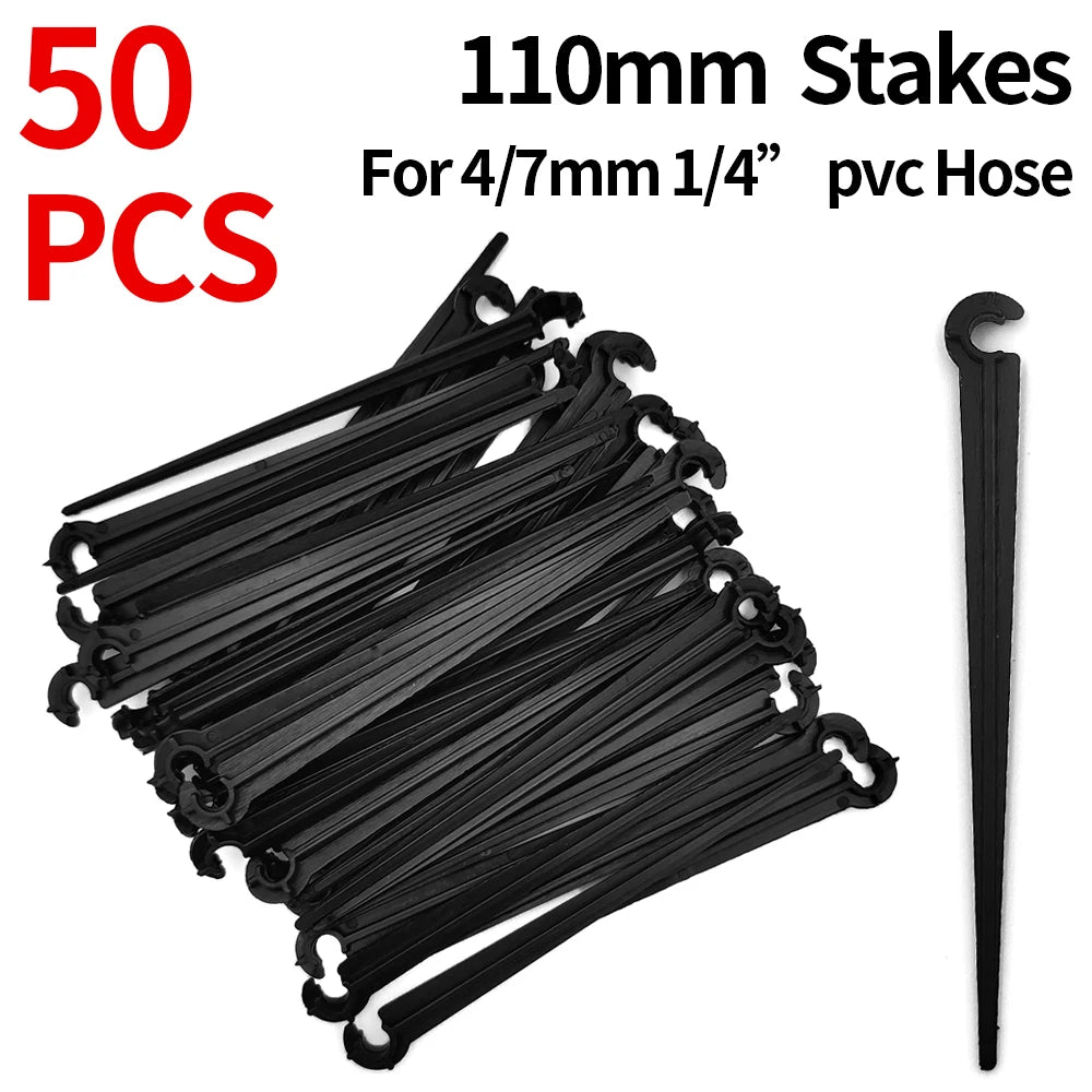 50PCS Durable 1/4'' C-type Hook Stakes for 4/7mm Hose Drip Irrigation