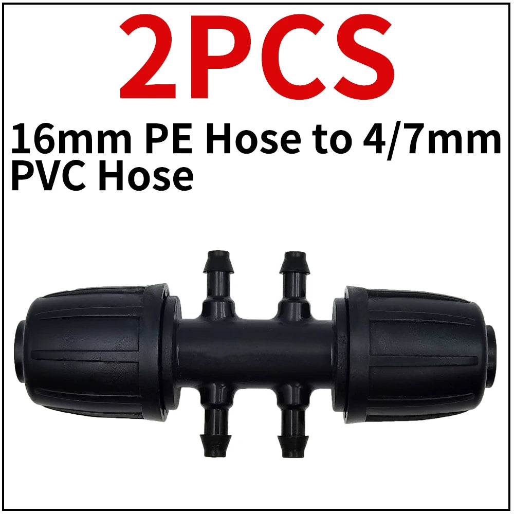 16mm to 4/7mm 6-Way Connector for Garden Irrigation Micro Hose Fitting