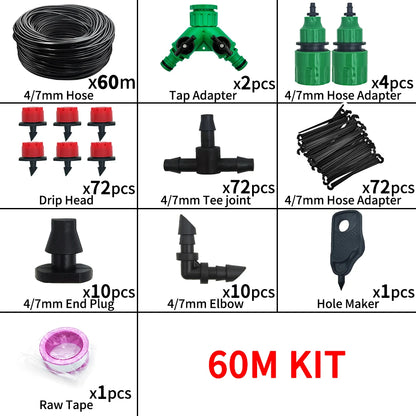 5M-60M Drip Irrigation System with Adjustable Drippers for Plants