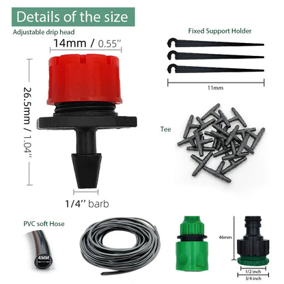 DIY Drip Irrigation Kit 5M-50M Garden Hose with Adjustable Drippers