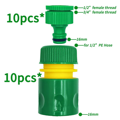 10PCS 1/2 Inch 16mm Hose Garden Tap Connector Quick Connect Adapter