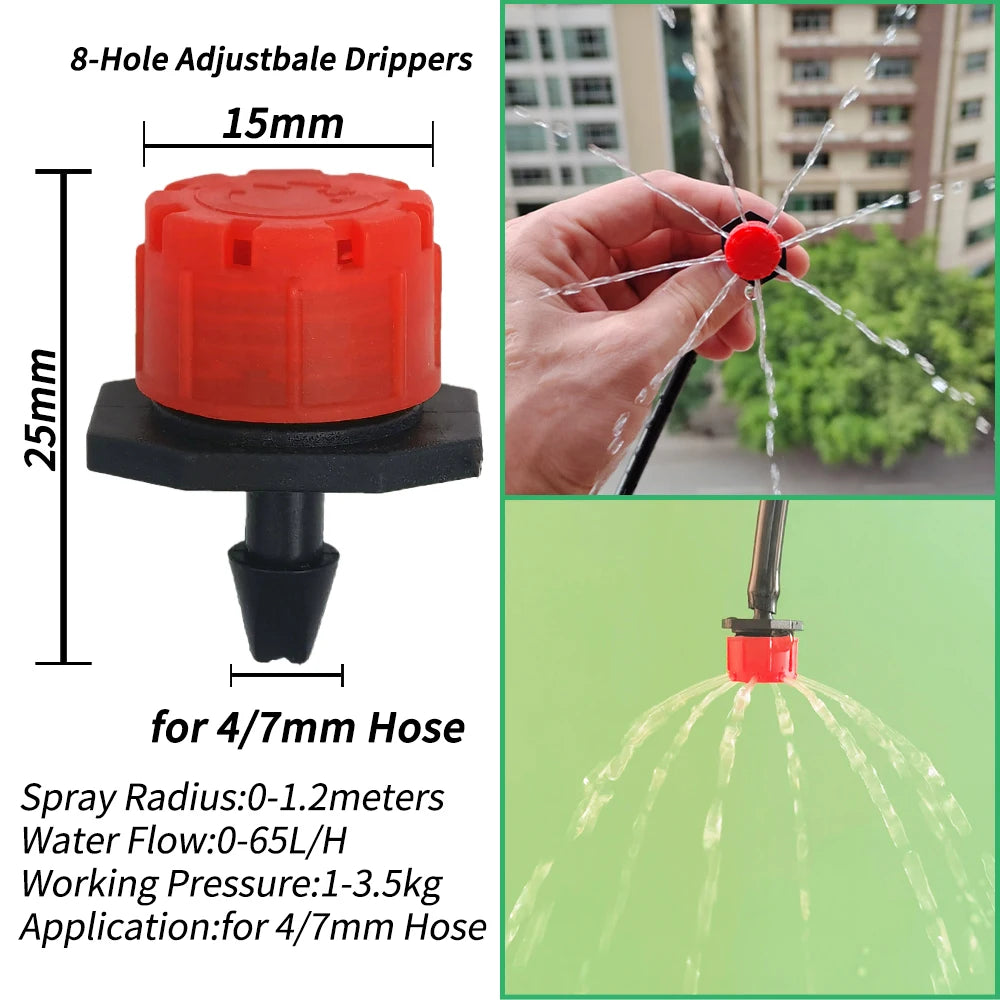 30-100PCS Adjustable 1/4" Misting Dripper Sprinkler Garden Watering