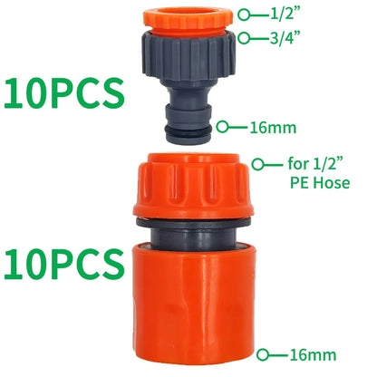 10PCS 1/2 Inch 16mm Hose Garden Tap Connector Quick Connect Adapter